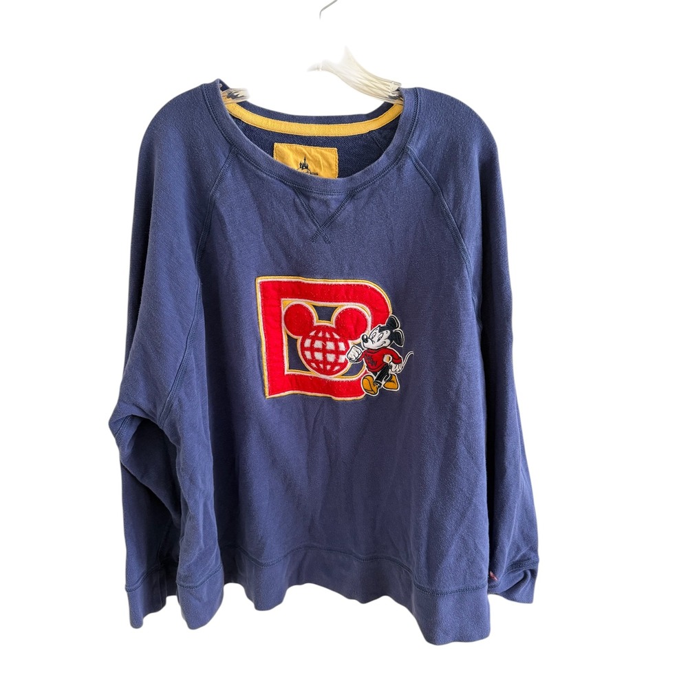 Disney Parks‎ Mickey Sweatshirt XXL Blue Embroidered Logo Pullover